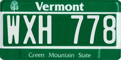 VT license plate WXH778