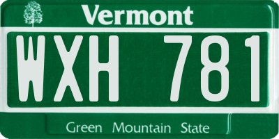 VT license plate WXH781