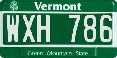 VT license plate WXH786