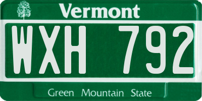 VT license plate WXH792