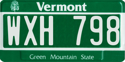 VT license plate WXH798