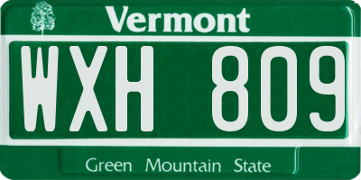 VT license plate WXH809