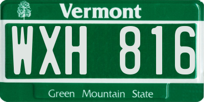 VT license plate WXH816