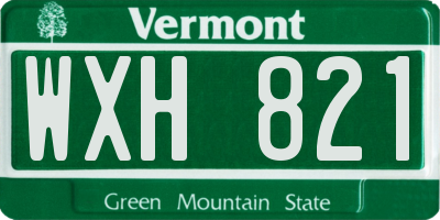VT license plate WXH821