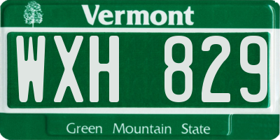 VT license plate WXH829