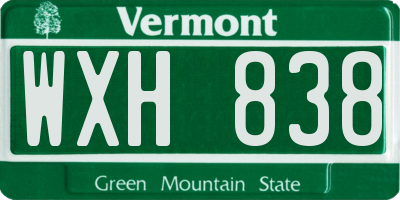 VT license plate WXH838