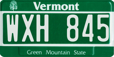 VT license plate WXH845