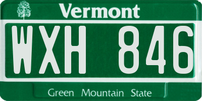 VT license plate WXH846