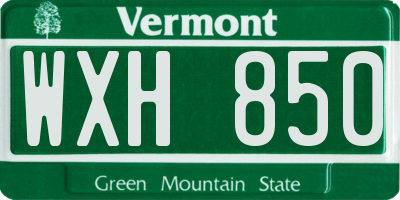 VT license plate WXH850