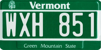 VT license plate WXH851