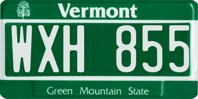 VT license plate WXH855
