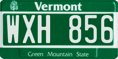 VT license plate WXH856