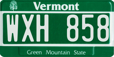 VT license plate WXH858