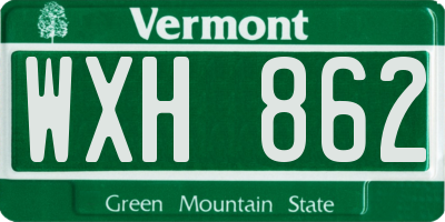 VT license plate WXH862
