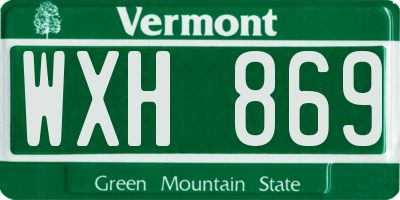 VT license plate WXH869