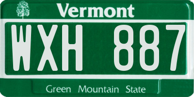 VT license plate WXH887
