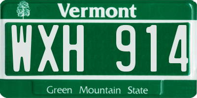 VT license plate WXH914