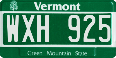 VT license plate WXH925