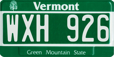 VT license plate WXH926