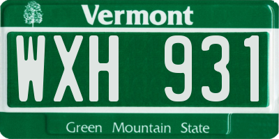 VT license plate WXH931