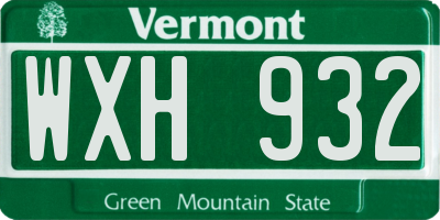 VT license plate WXH932