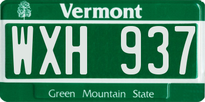 VT license plate WXH937
