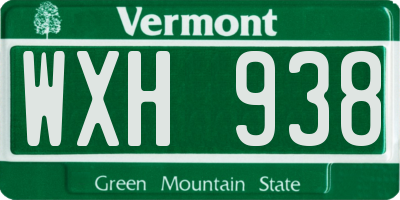 VT license plate WXH938