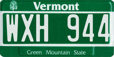 VT license plate WXH944