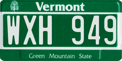 VT license plate WXH949