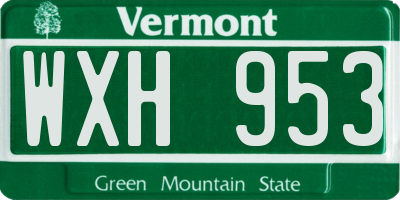 VT license plate WXH953