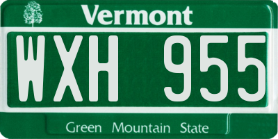 VT license plate WXH955