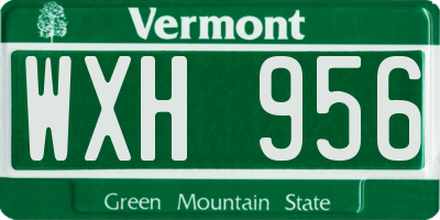 VT license plate WXH956