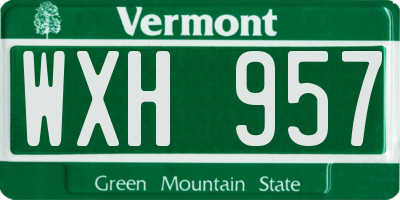 VT license plate WXH957