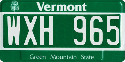 VT license plate WXH965