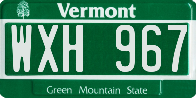 VT license plate WXH967