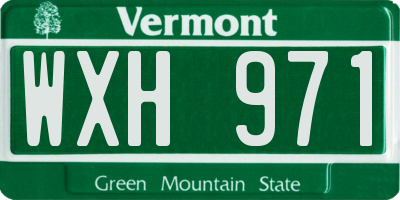 VT license plate WXH971
