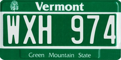 VT license plate WXH974
