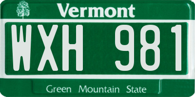 VT license plate WXH981