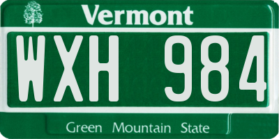 VT license plate WXH984