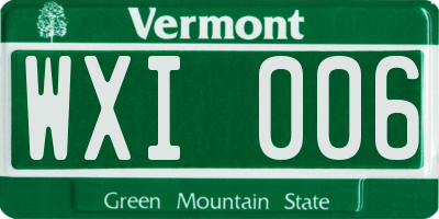 VT license plate WXI006