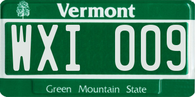 VT license plate WXI009