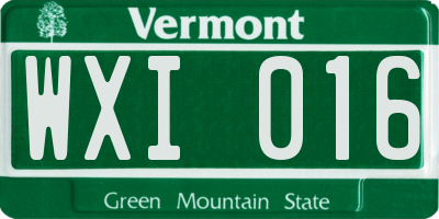 VT license plate WXI016