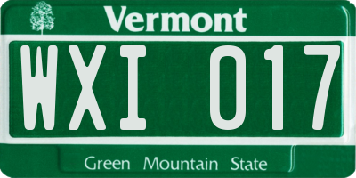 VT license plate WXI017