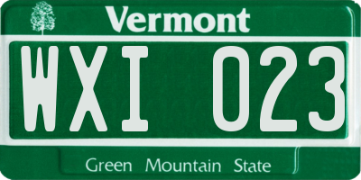 VT license plate WXI023