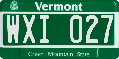 VT license plate WXI027