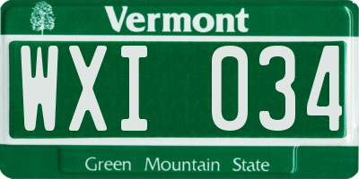 VT license plate WXI034