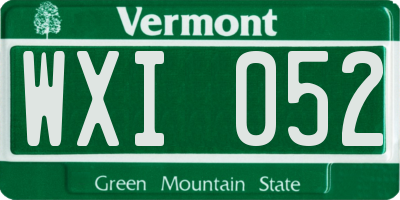 VT license plate WXI052