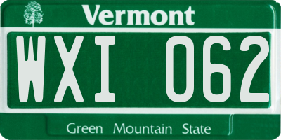 VT license plate WXI062