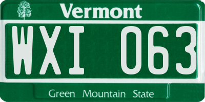 VT license plate WXI063