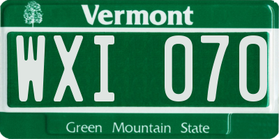 VT license plate WXI070